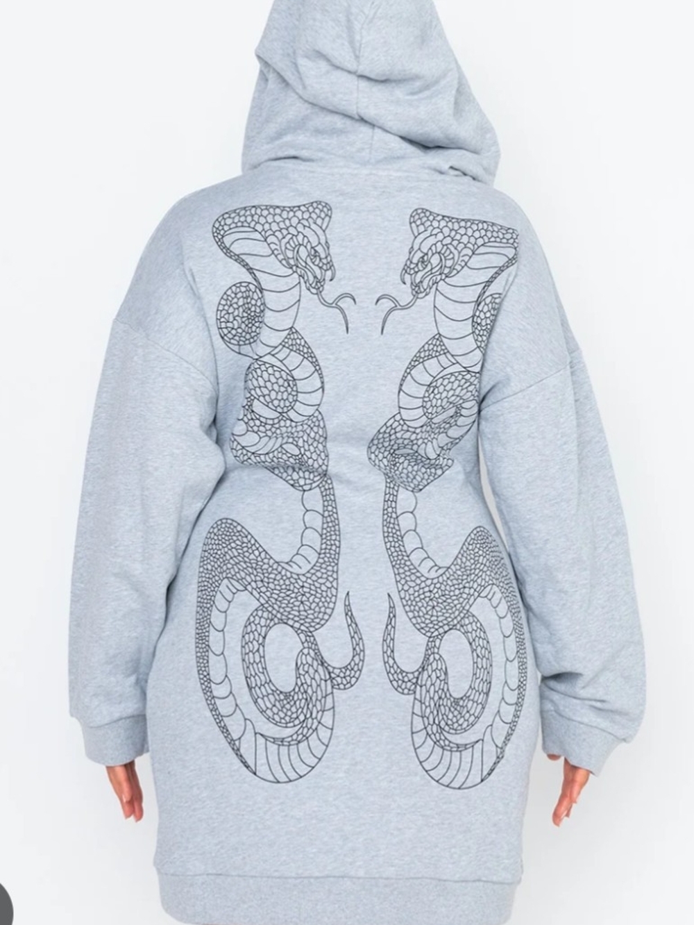 Akira Venom Fitted Grey Hooded Sweatshirt Dress, Small